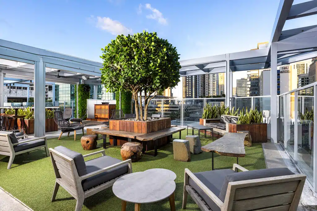 View of rooftop layout at Rooftop @1WLO